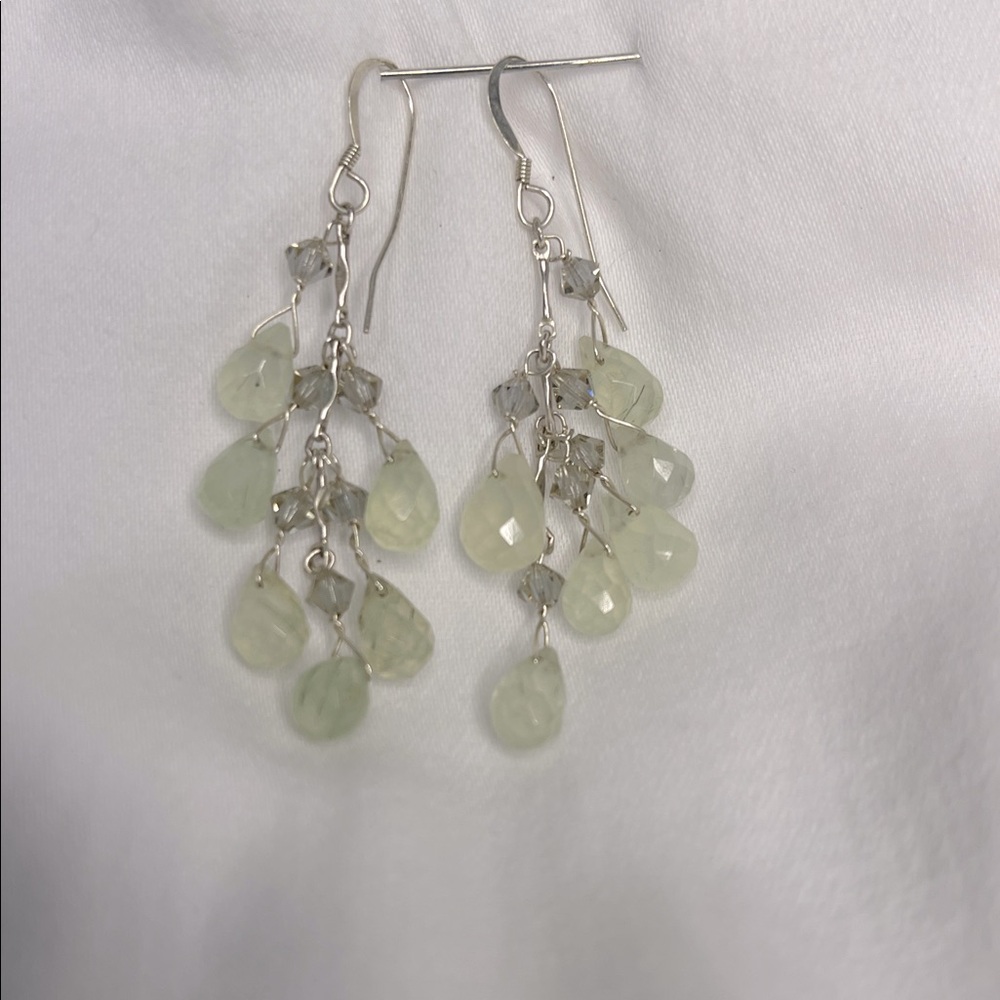 Prehnite & Crystal Chandelier Earrings